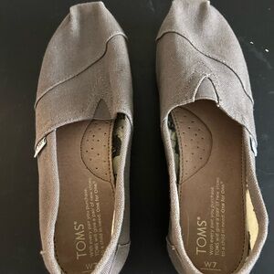 TOMS Taupe Canvas Slip-Ons